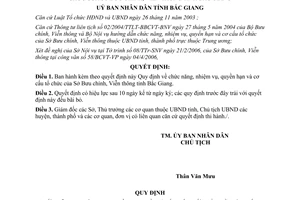 Quyết định 28/2006/QĐ-UBND Quy định chức năng nhiệm vụ quyền hạn