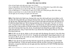 Quyết định 25/2006/QĐ-BTC mã số danh mục chương trình, mục tiêu dự án quốc gia