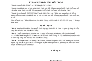 Quyết định 516/QĐ-UBND năm 2006 về Quy định tổ chức và quản lý công tác tiếp côn