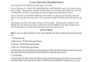 Quyết định 27/2006/QĐ-UBND chế độ đội hoạt động xã hội tình nguyện cấp xã Bình Thuận