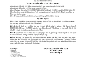Quyết định 15/2006/QĐ-UBND-TG  chế độ chi tiêu nhiệm vụ khoa học công nghệ tỉnh Tiền Giang