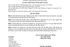 Quyết định 16/2006/QĐ-UBND-TG trách nhiệm quản lý, cung cấp  sử dụng Internet  Tiền Giang
