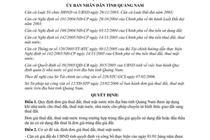 Quyết định 20/2006/QĐ-UBND đơn giá thuê đất, mặt nước