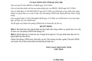 Quyết định 40/2006/QĐ-UBND Nhiệm vụ quyền hạn cơ cấu tổ chức Văn phòng Uỷ ban nhân dân Quảng Trị