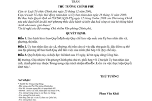 Quyết định 77/2006/QĐ-TTg  Quy chế làm việc mẫu  Ủy ban nhân dân xã, phường, thị trấn