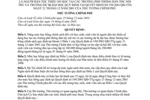 Quyết định 82/2006/QĐ-TTg mức học bổng chính sách HSSV dân tộc thiểu số tại trường phổ thông dân tộc nội trú,dự bị đại học điều chỉnh 194/2001/QĐ-TTg