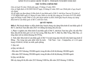 Quyết định 603/QĐ-TTg nhiệm vụ điều chỉnh Quy hoạch chung xây dựng Khu kinh tế cửa khẩu quốc tế Bờ Y, Kon Tum 2025