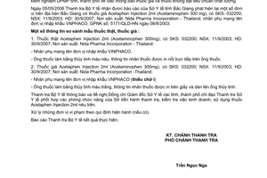 Công văn 396/TTra-CV4 Thanh tra Bộ Y tế Thanh tra, kiểm tra thuốc Acetaphen giả.