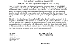 Công văn 502/QLLĐNN-TTr tổ chức môi giới hoạt động xuất khẩu lao động trái phép