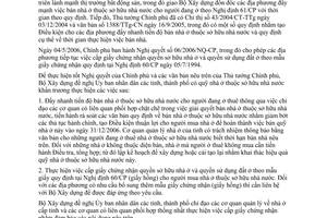 Công văn 888/BXD-QLN thực hiện việc bán nhà ở thuộc sở hữu nhà nước theo NĐ 61/CP