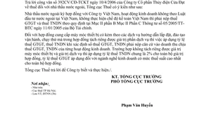 Công văn 1744/TCT-ĐTNN thuế nhà thầu nước ngoài