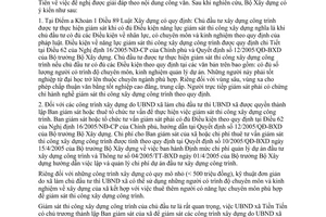 Công văn 947/BXD-PC trả lời UBND xã Tiền Tiến Hà Nội nội dung liên quan đến Luật xây dựng