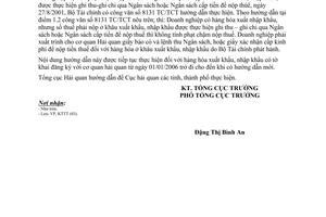 Công văn 2230/TCHQ-KTTT không tính phạt chậm nộp