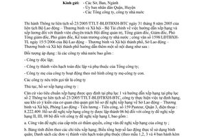 Công văn 2924/SLĐTBXH-LĐ hướng dẫn xếp hạng các công ty nhà nước TP.HCM