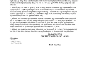 Công văn 06/BXD-QLN Trả lời công văn 310/SXD-QLKTQH Sở Xây dựng tỉnh Cà Mau.