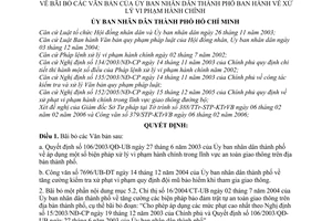 Quyết định 66/2006/QĐ-UBND  bãi bỏ Văn bản Ủy ban nhân dân thành phố xử lý vi phạm hành chính