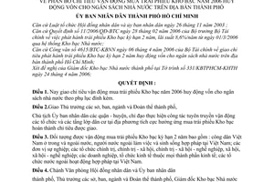 Quyết định 68/2006/QĐ-UBND phân bổ chỉ tiêu vận động mua trái phiếu Kho bạc 2006 huy động vốn ngân sách nhà nước thành phố Hồ Chí Minh