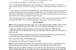 Quyết định 1190/2006/QĐ-UBND bổ sung đối tượng nâng mức trợ cấp xã hội Quảng Ninh