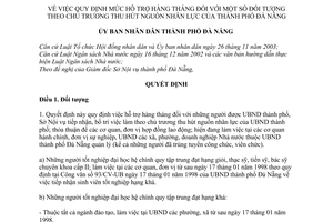 Quyết định 43/2006/QĐ-UBND  mức hỗ trợ hàng tháng đối tượng