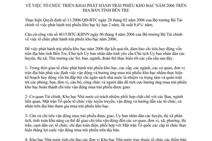 Chỉ thị 08/2006/CT-UBND phát hành trái phiếu kho bạc năm 2006 Bến Tre