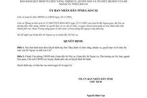 Quyết định 35/2006/QĐ-UBND chức năng nhiệm vụ quyền hạn Sở Ngoại vụ Lào Cai