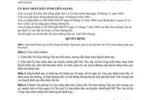 Quyết định 20/2006/QĐ-UBND-TG Danh mục số hiệu đường bộ thuộc cấp huyện quản lý tỉnh Tiền Giang