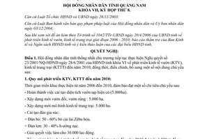 Nghị quyết 53/2006/NQ-HĐND phát triển kinh tế vườn trang trại 2006 2010 Quảng Nam