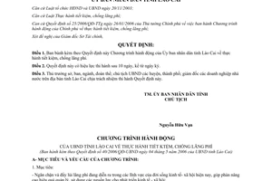 Quyết định 40/2006/QĐ-UBND chương trình thực hành tiết kiệm chống lãng phí Lào Cai