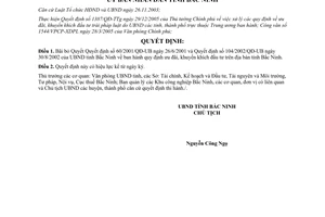Quyết định 45/2006/QĐ-UBND bãi bỏ 60/2001/QĐ-UB 104/2002/QĐ-UB ưu đãi khuyến khích đầu tư Bắc Ninh