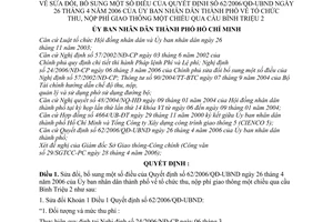 Quyết định 69/2006/QĐ-UBND tổ chức thu, nộp phí giao thông 1 chiều qua cầu Bình Triệu 2 sửa đổi 62/2006/QĐ-UBND