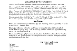 Quyết định 18/2006/QĐ-UBND chức năng nhiệm vụ quyền hạn cơ cấu tổ chức Sở Y tế Quảng Bình