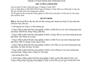 Quyết định 97/2006/QĐ-TTg  Đề án sắp xếp, đổi mới lâm trường quốc doanh Ủy ban nhân dân tỉnh Kon Tum