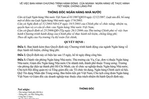 Quyết định 19/2006/QĐ-NHNN Chương trình hành động Ngành ngân hàng thực hành tiết kiệm, chống lãng phí