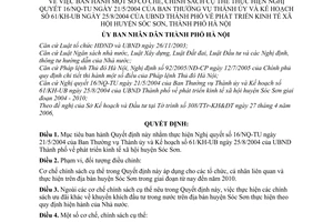 Quyết định 57/2006/QĐ-UBND cơ chế, chính sách cụ thể thực hiện Nghị quyết 16/NQ-TU phát triển kinh tế xã hội huyện Sóc Sơn