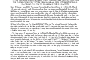 Chỉ thị 07/2006/CT-UBND giảm văn bản, giấy hành chính hoạt động cơ quan hành chính Nhà nước Cần Thơ