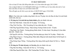 Quyết định 113/2006/QĐ-UBND kiện toàn các tổ giúp việc Ban chỉ đạo cải cách hành chính Bình Dương