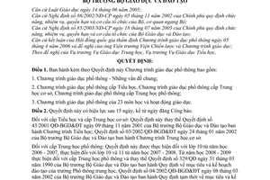 Quyết định 16/2006/QĐ-BGDĐT  chương trình giáo dục phổ thông