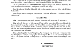 Quyết định 17/2006/QĐ-BGDĐT  Danh mục thiết bị dạy học tối thiểu lớp 10