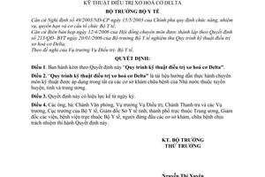 Quyết định 1569/2006/QĐ-BYT “quy trình kỹ thuật điều trị xơ hoá cơ delta”