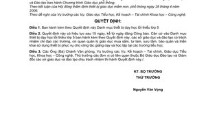 Quyết định 16/2006/QĐ-BGDĐT Danh mục thiết bị dạy học tối thiểu lớp 5