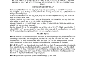 Quyết định 1212/2006/QĐ-BTP đình chỉ thi hành một phần toàn bộ nội dung văn bản trái pháp luật xử lý vi phạm hành chính do  địa phương ban hành