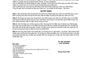 Quyết định 2227/QĐ-BGD&ĐT Danh mục thiết bị giáo dục mầm non tối thiểu phục vụ thí điểm chương trình đổi mới