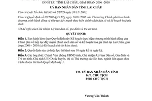 Quyết định 34/2006/QĐ-UBND chính sách dân số kế hoạch hoá gia đình 2006 2010 Lai Châu