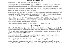 Quyết định 46/2006/QĐ-UBND đơn giá ca máy thiết bị thi công Bình Định