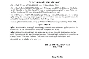 Quyết định 17/2006/QĐ-UBND chức năng nhiệm vụ Chi cục Đo lường Chất lượng Đăk Nông