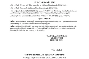 Quyết định 116/2006/QĐ-UBND thực hành tiết kiệm chống lãng phí Bình Dương
