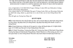 Quyết định 301/2006/QĐ-UBCK  Quy chế xét duyệt đăng ký phát hành chứng khoán ra công chúng, cấp phép niêm yết,hoạt động kinh doanh dịch vụ chứng khoán