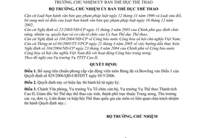 Quyết định 848/QĐ-UBTDTT đính chính 829/2006/QĐ-UBTDTT