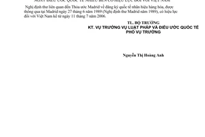 Thông báo 02/2006/TB-LPQT Ngày điều ước quốc tế nhiều bên có hiệu lực đối với Việt Nam