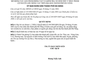 Quyết định 45/2006/QĐ-UBND sửa đổi kiểm soát giết mổ động vật vệ sinh thú y Đà Nẵng